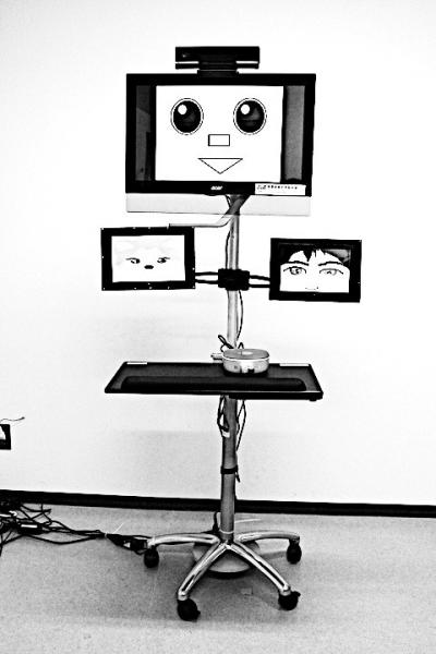 The photo of the low-cost signage robot